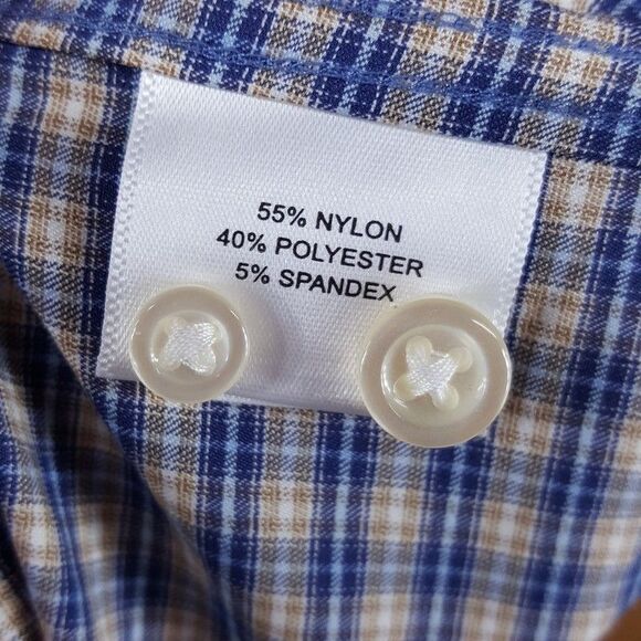 PETER MILLAR Shirt Mens Medium Blue Check Summer Comfort Prairie Performance - Picture 8 of 11